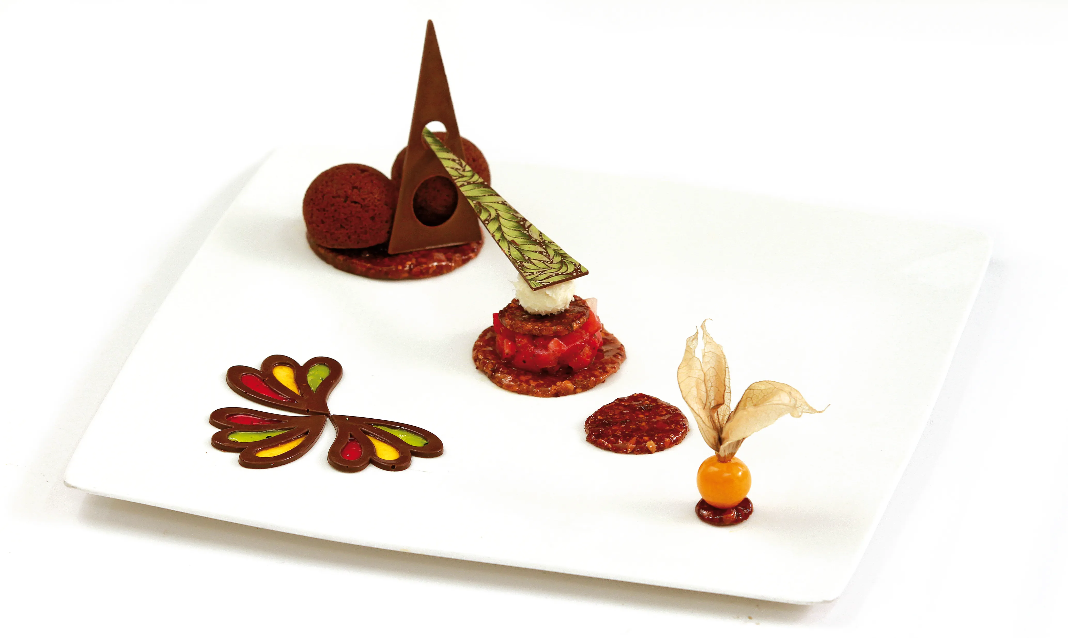 Chocolate Dessert Artistic Plating Butterfly Decoration Houston - Food & Product Photography in Houston Texas