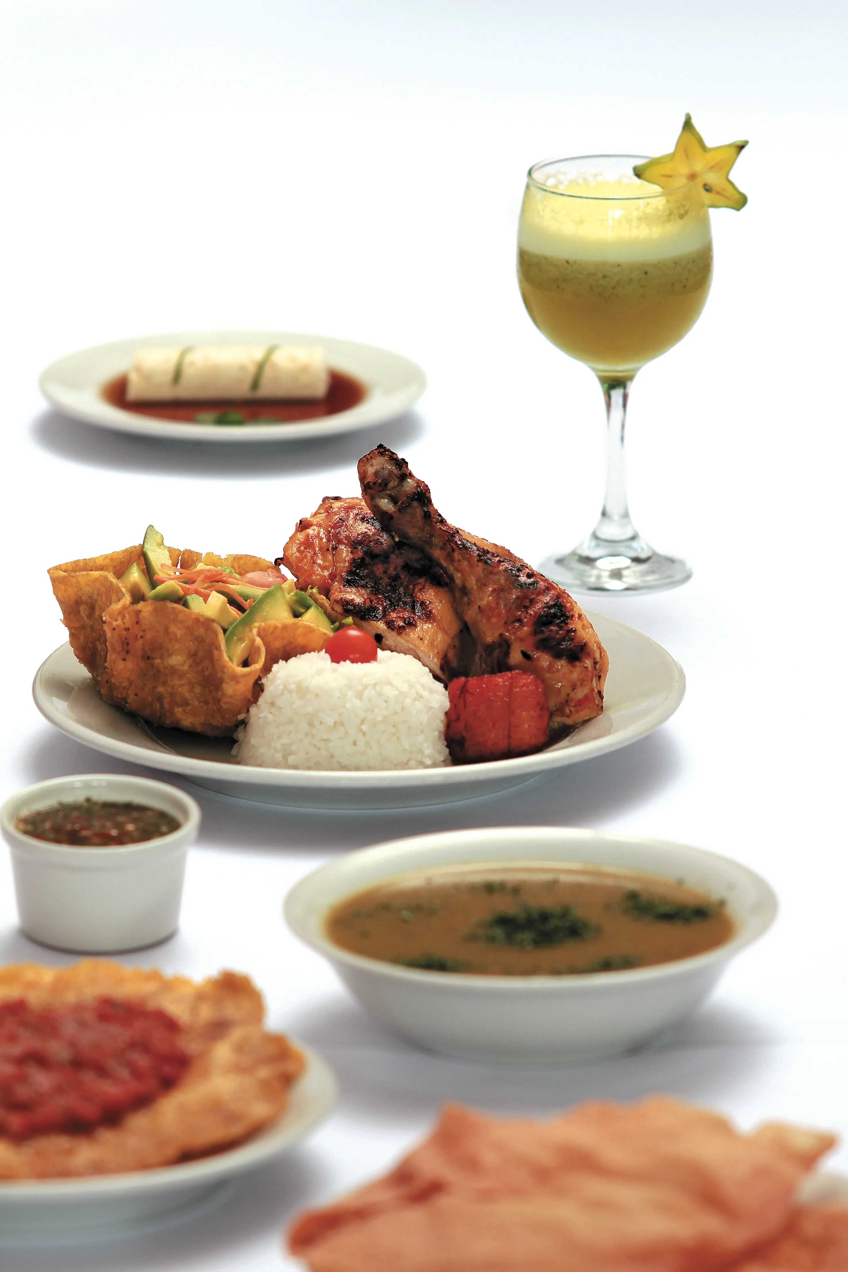 Colombian Grilled Chicken Rice Avocado Salad Tropical Juice Houston - Food & Product Photography in Houston Texas