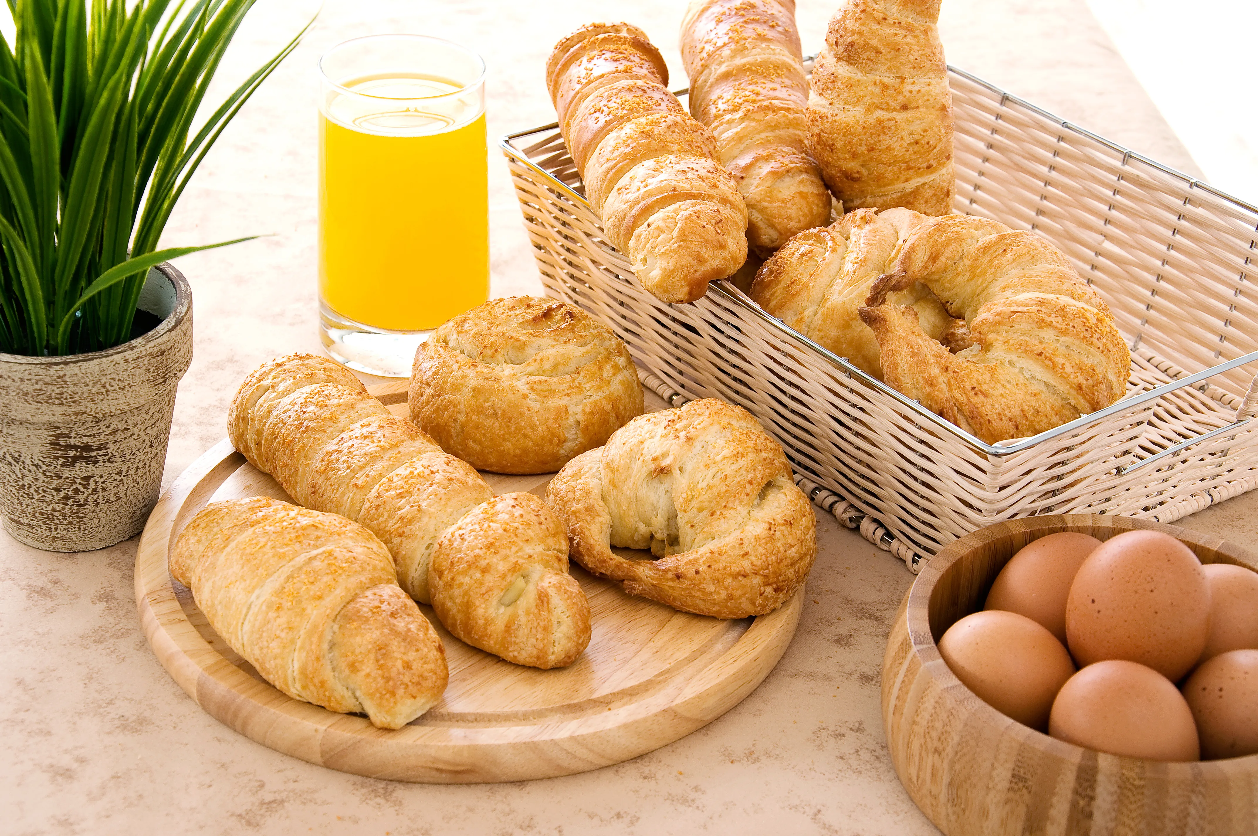 Fresh Croissants Orange Juice Breakfast Bakery Houston - Food & Product Photography in Houston Texas