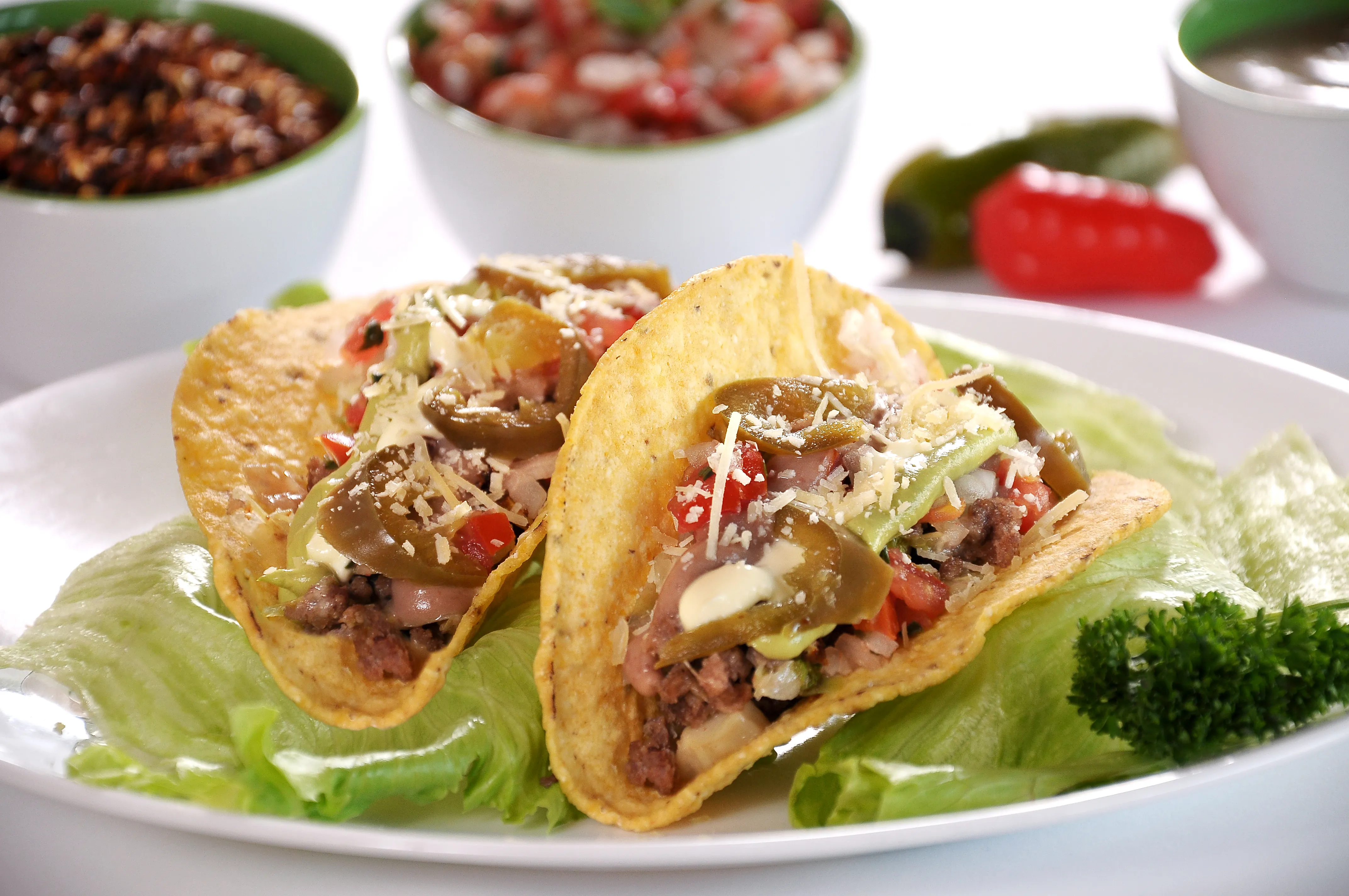 Crispy Tacos Ground Beef Jalapeno Salsa Bowls Houston - Food & Product Photography in Houston Texas